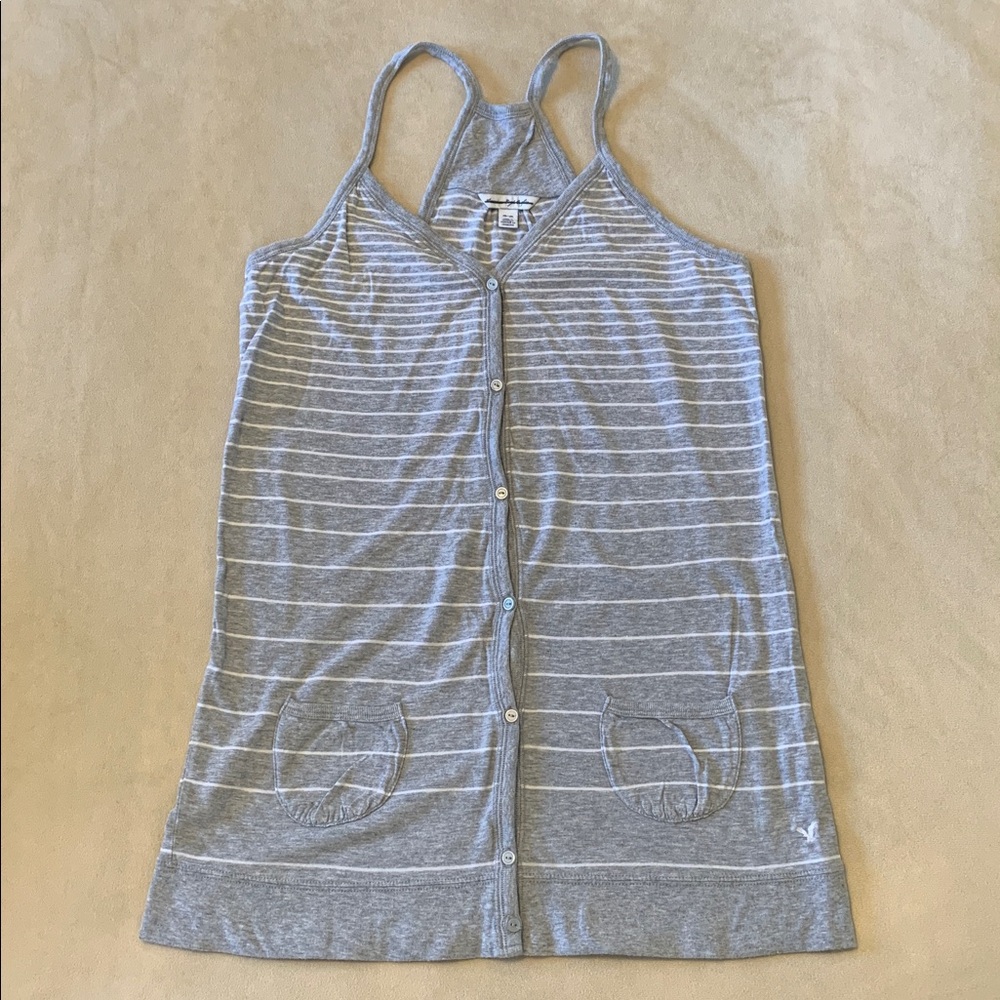 AEO Racerback tank with button and pocket detail, Size M